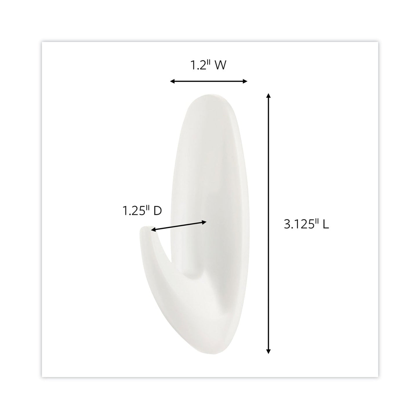 Command Designer Hooks, Plastic, White, 3 lb Cap, 6 Hooks and 12 Strips/Pack