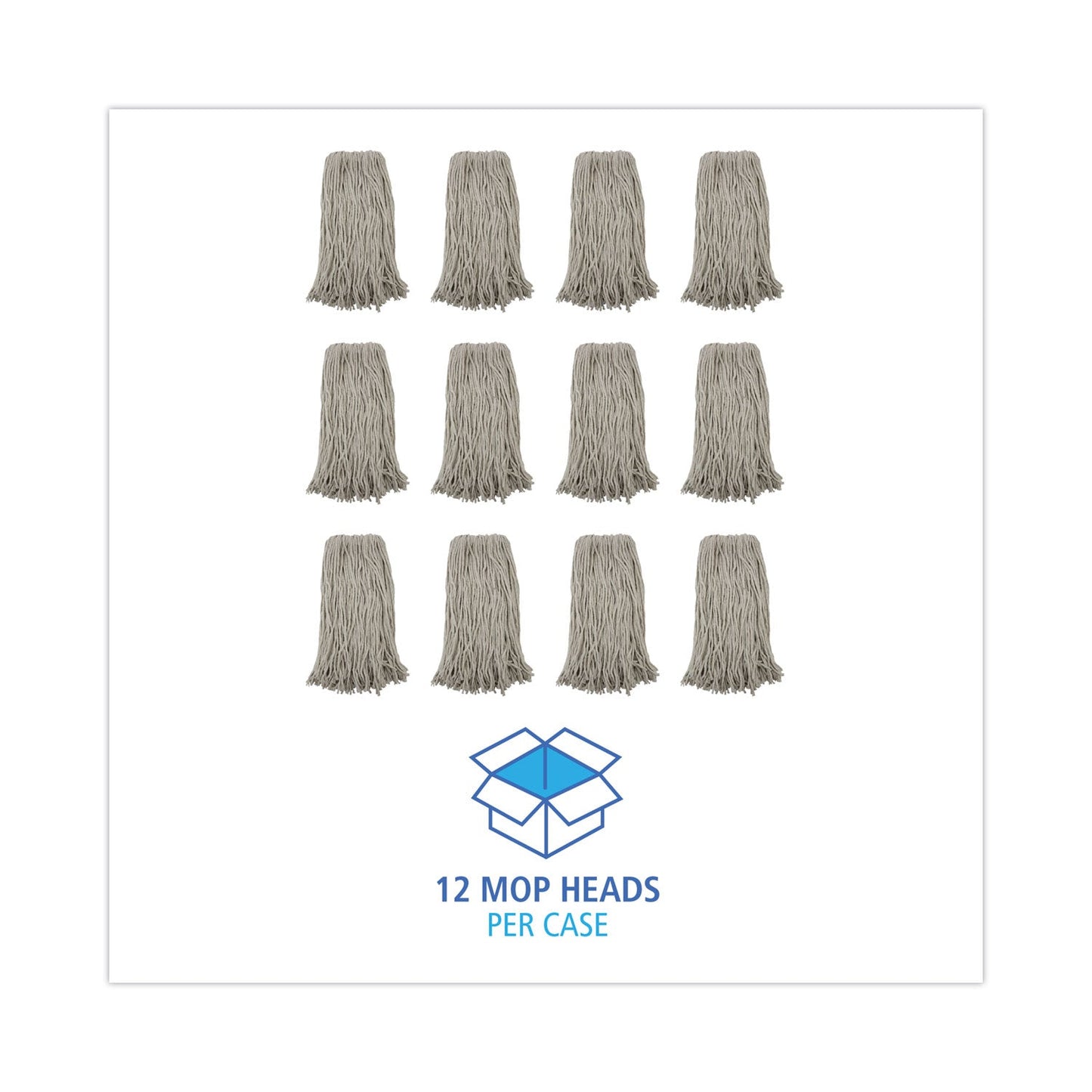 Boardwalk Premium Cut-End Wet Mop Heads, Cotton, 20oz, White, 12/Carton