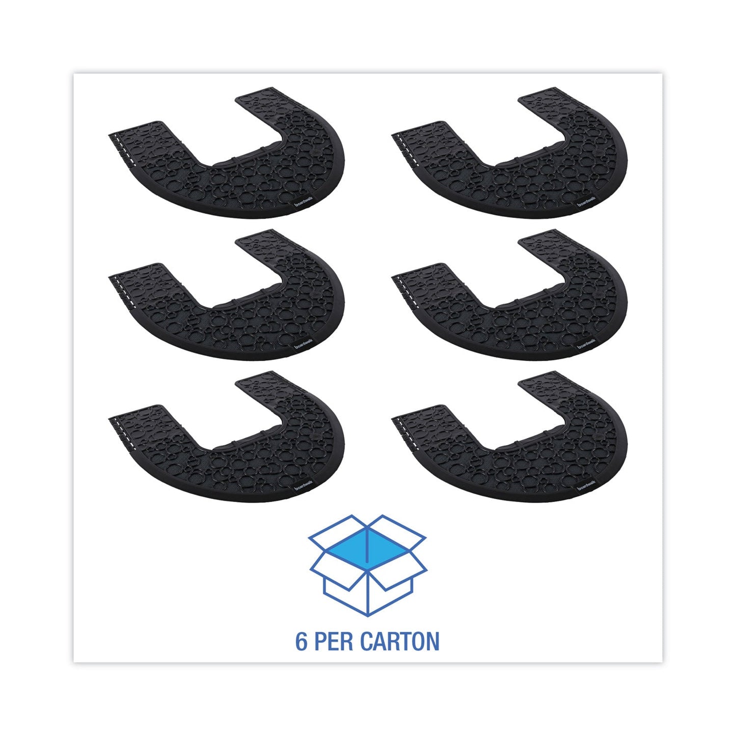 Boardwalk Commode Mat 2.0, Absorbant, Rubber, 22 x 22, Black, 6/Carton