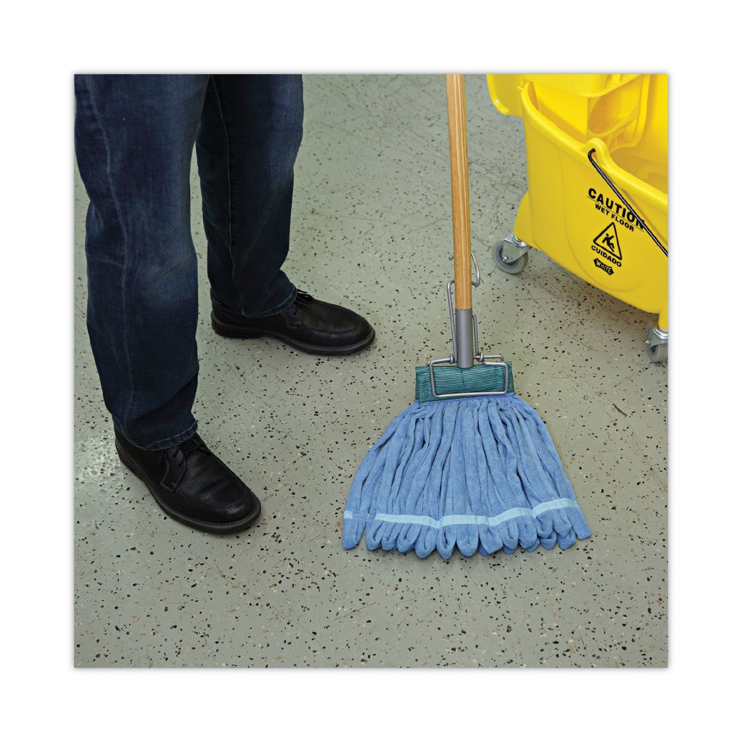 Boardwalk Microfiber Looped-End Wet Mop Head, Medium, Blue