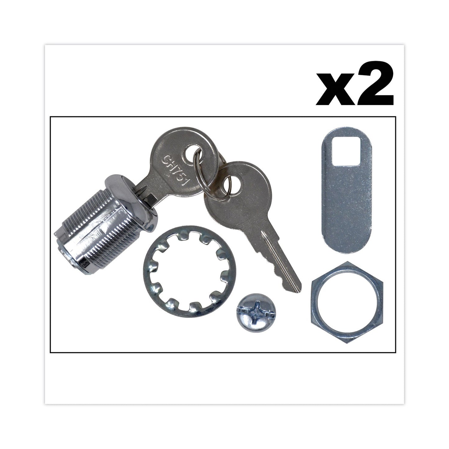 Rubbermaid Replacement Lock and Keys for Cleaning Carts, Silver