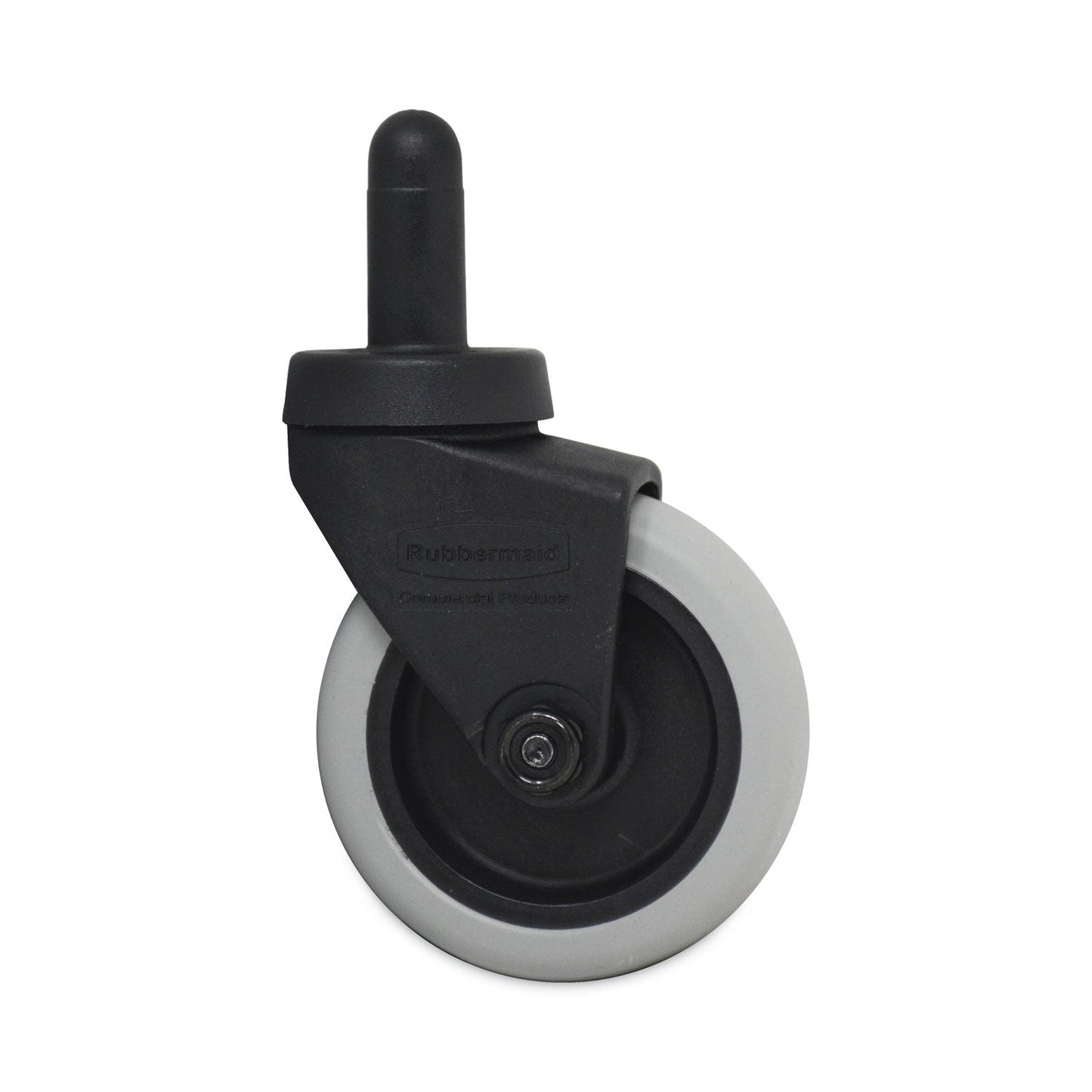 Rubbermaid Replacement Bayonet-Stem Swivel Casters, Grip Ring Stem, 3" Soft Rubber Wheel, Black