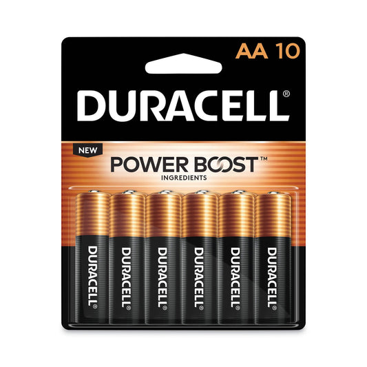 Duracell Power Boost CopperTop Alkaline AA Batteries, 10/Pack