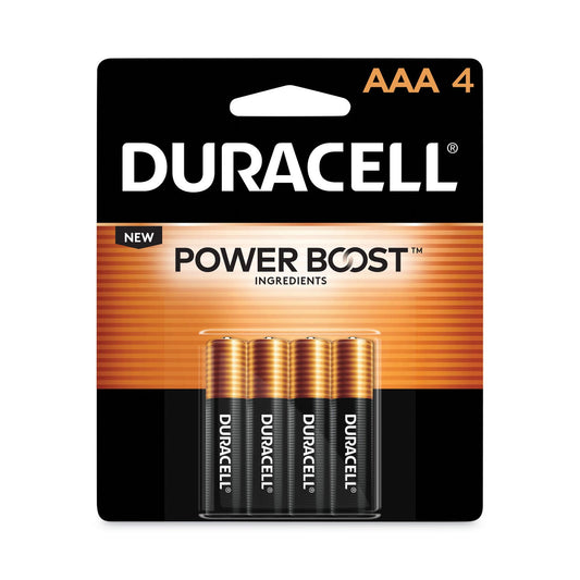 Duracell Power Boost CopperTop Alkaline AAA Batteries, 4/Pack