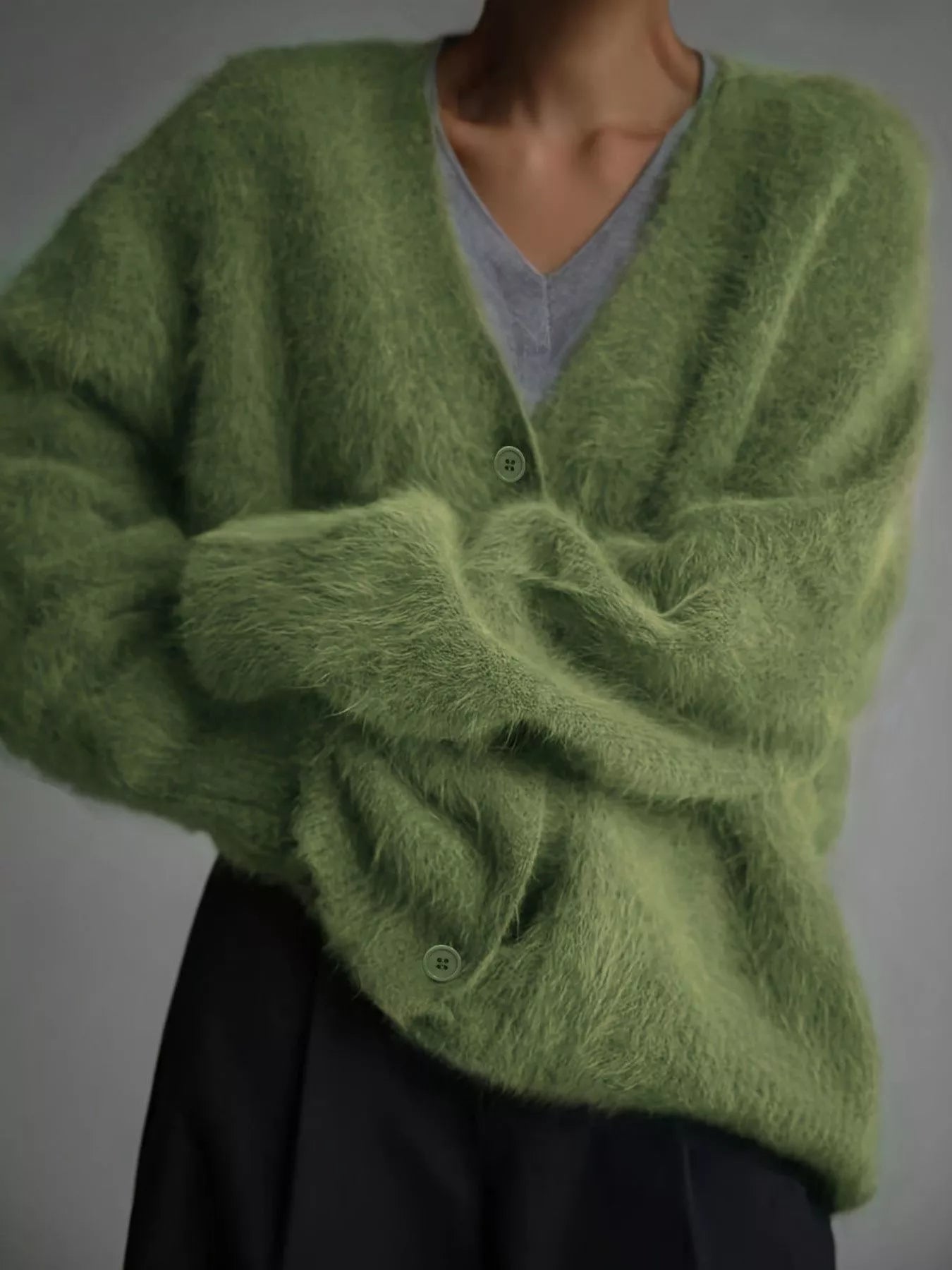 V-Neck Button-Down Cardigan