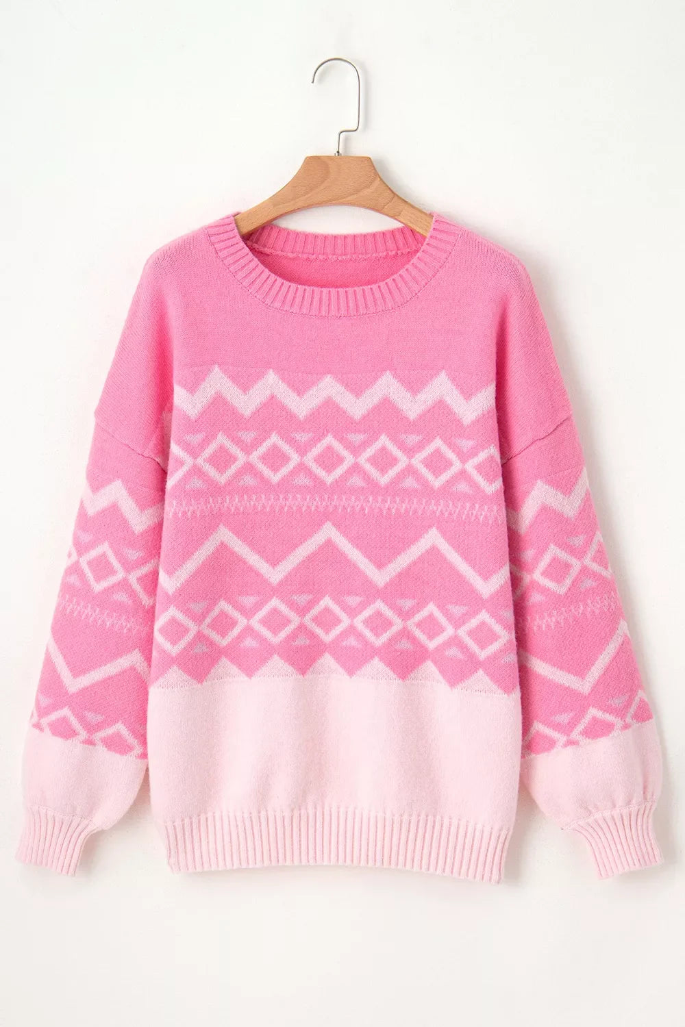 Geometric Patterned Long Sleeve Sweater