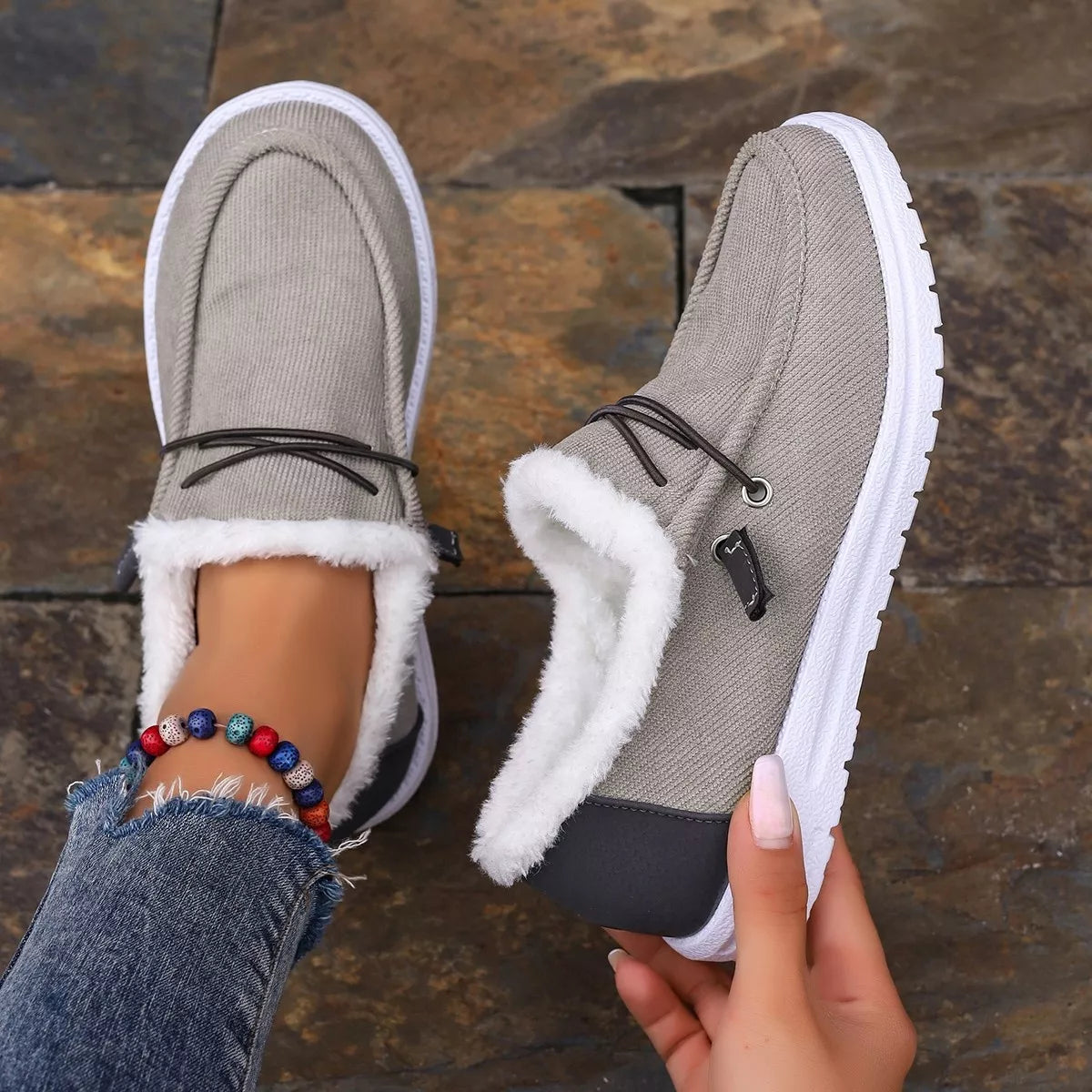 Faux Fur Lined Slip-Ons