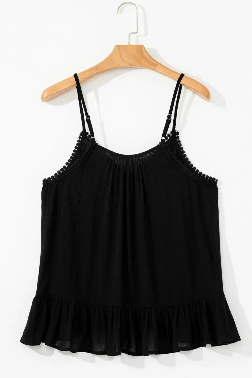 Floral Ruffled Hem Embroidery Cami