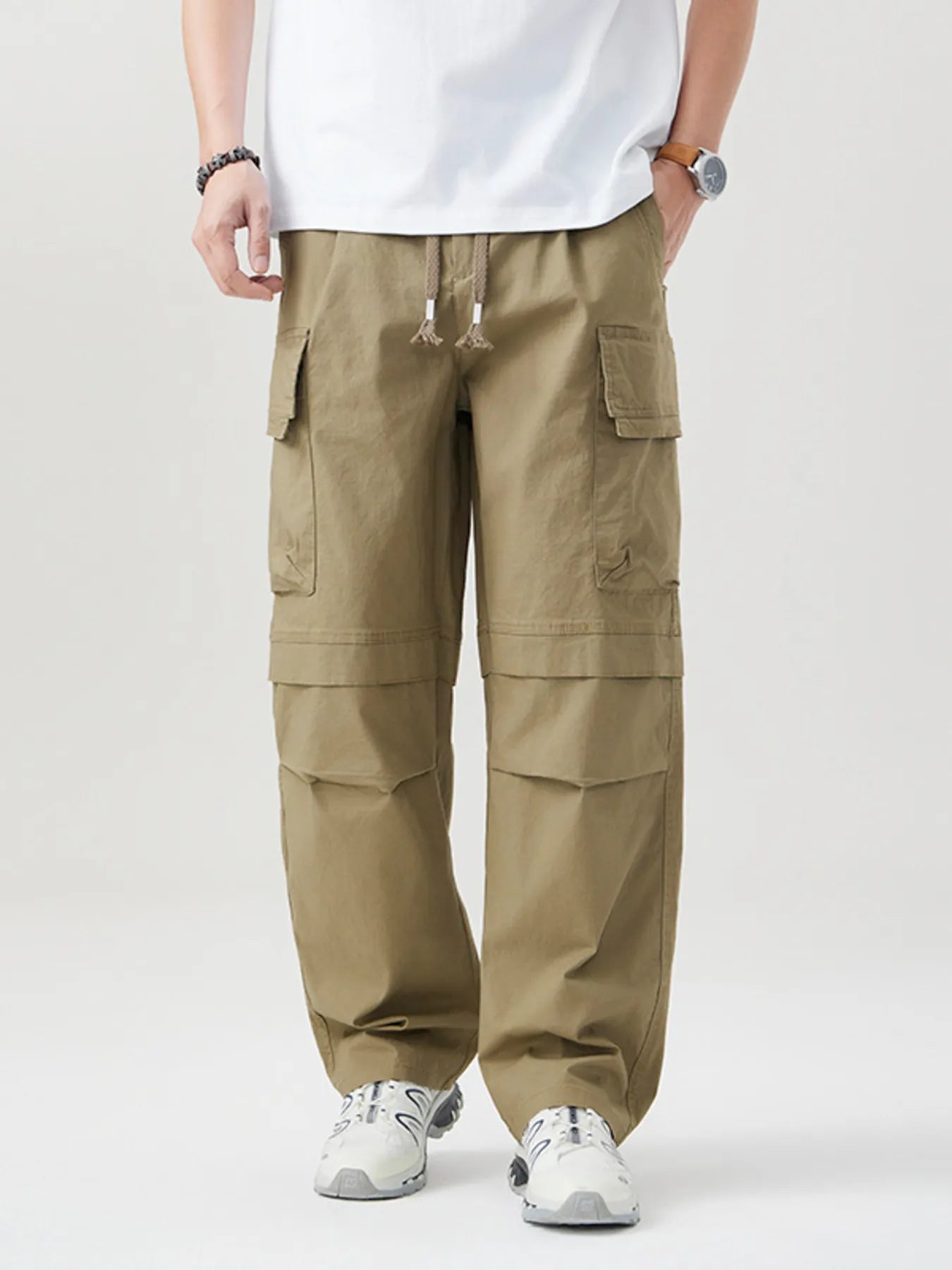 Men's Plus Size Loose Fit Multi-Pocket Cargo Pants