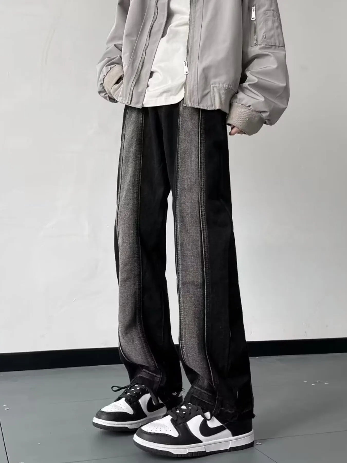Men's Full Size Vintage Wash Wide Leg Jeans Plus Size