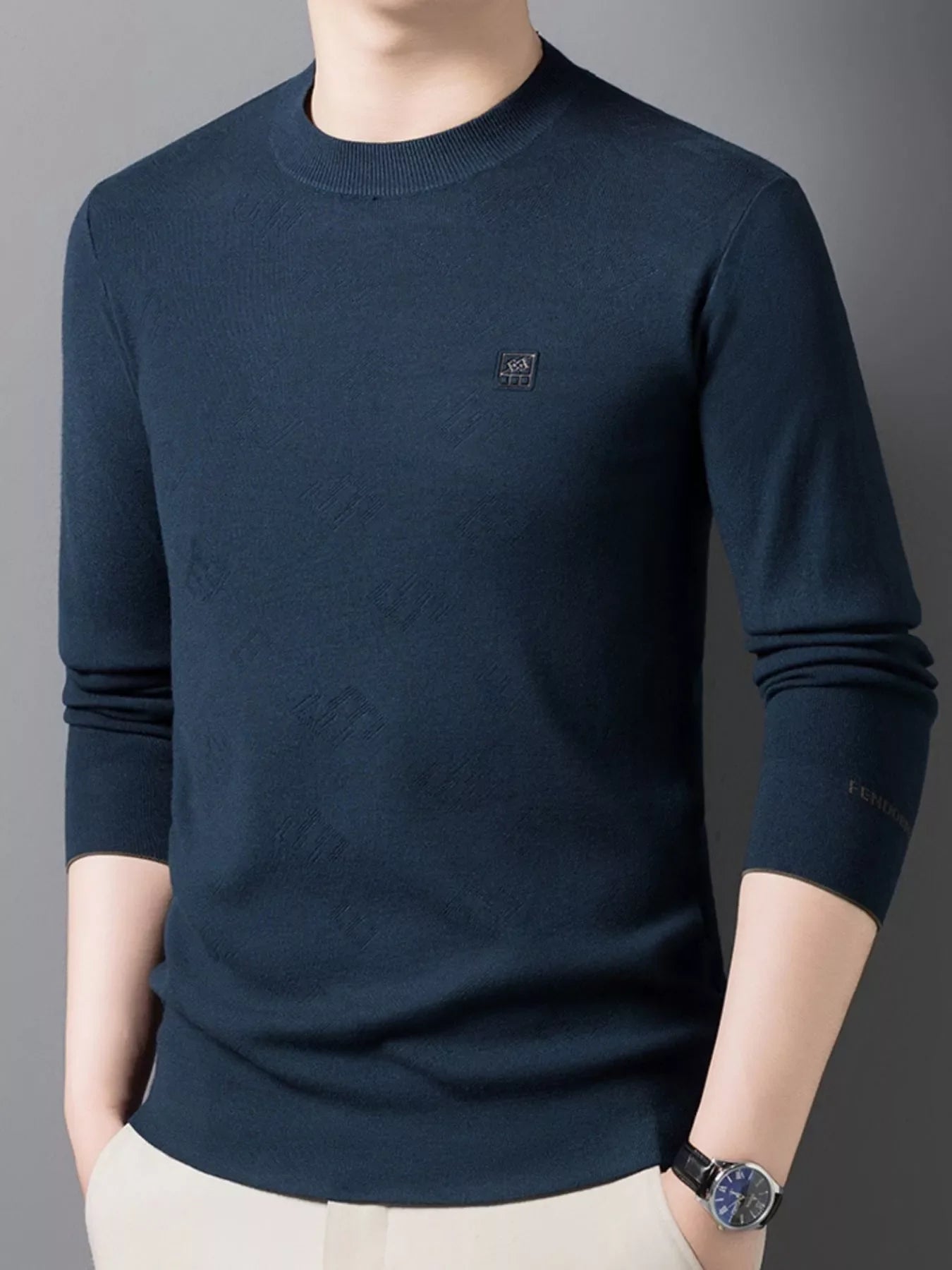 Men's Plus Size Round Neck Slim Fit Knit Top