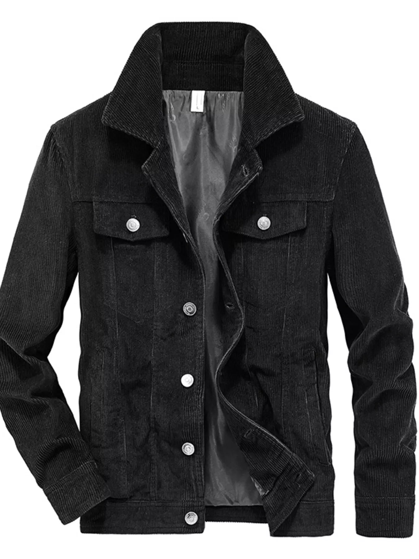 Men's Plus Size Corduroy Button-Down Casual Jacket