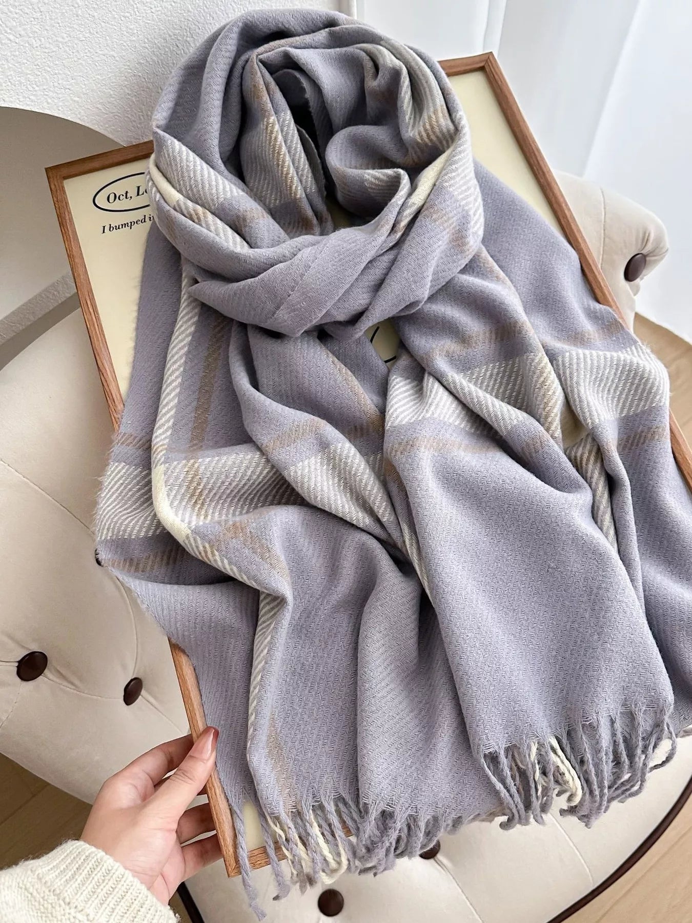 Classic Plaid Pattern Tassel Winter Scarf