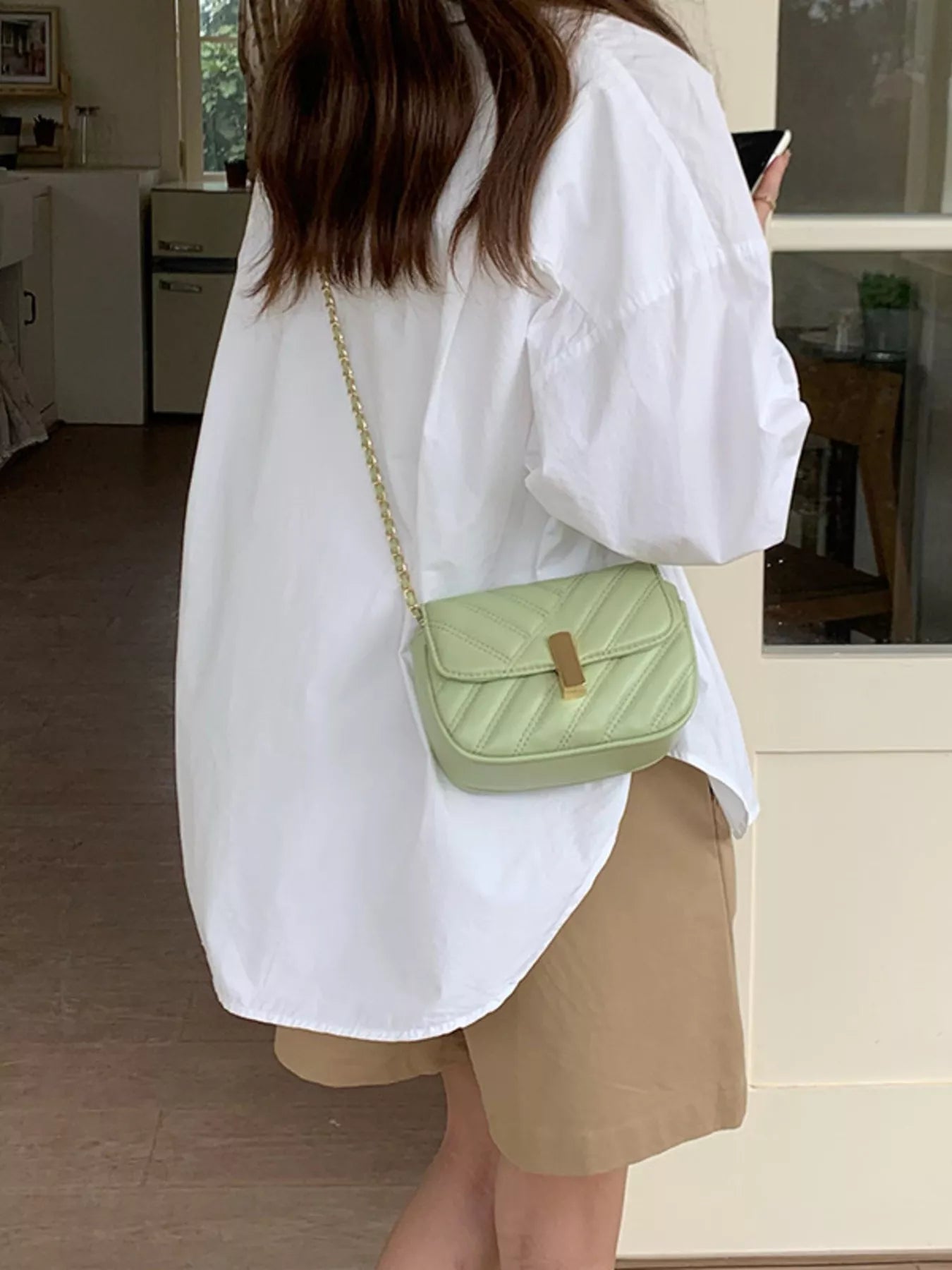 Quilted Flap Chain Crossbody Bag