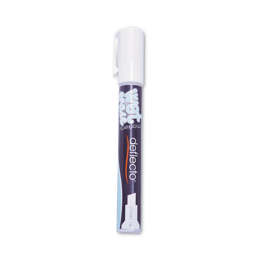 deflecto Wet Erase Markers, Medium Chisel Tip, White, 4/Pack