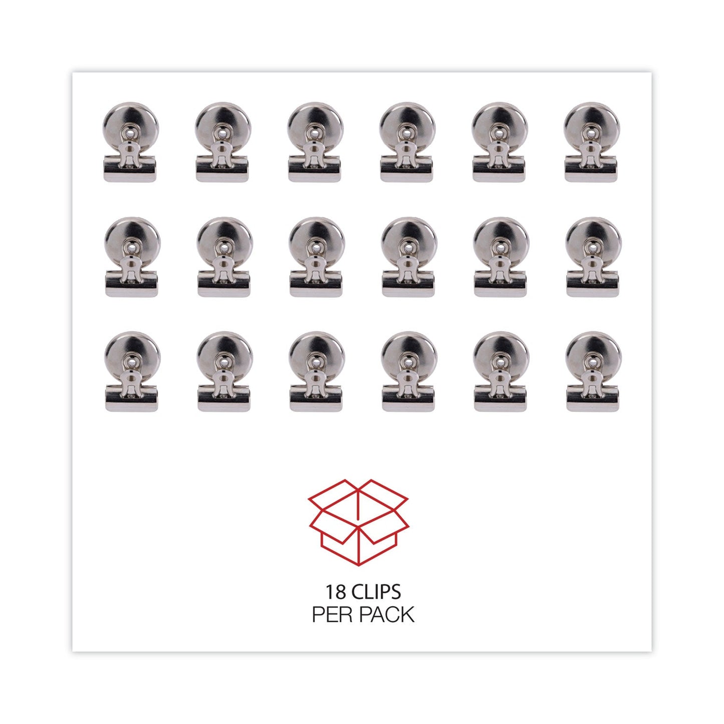 Universal Bulldog Magnetic Clips, Small, Nickel, 18/Pack
