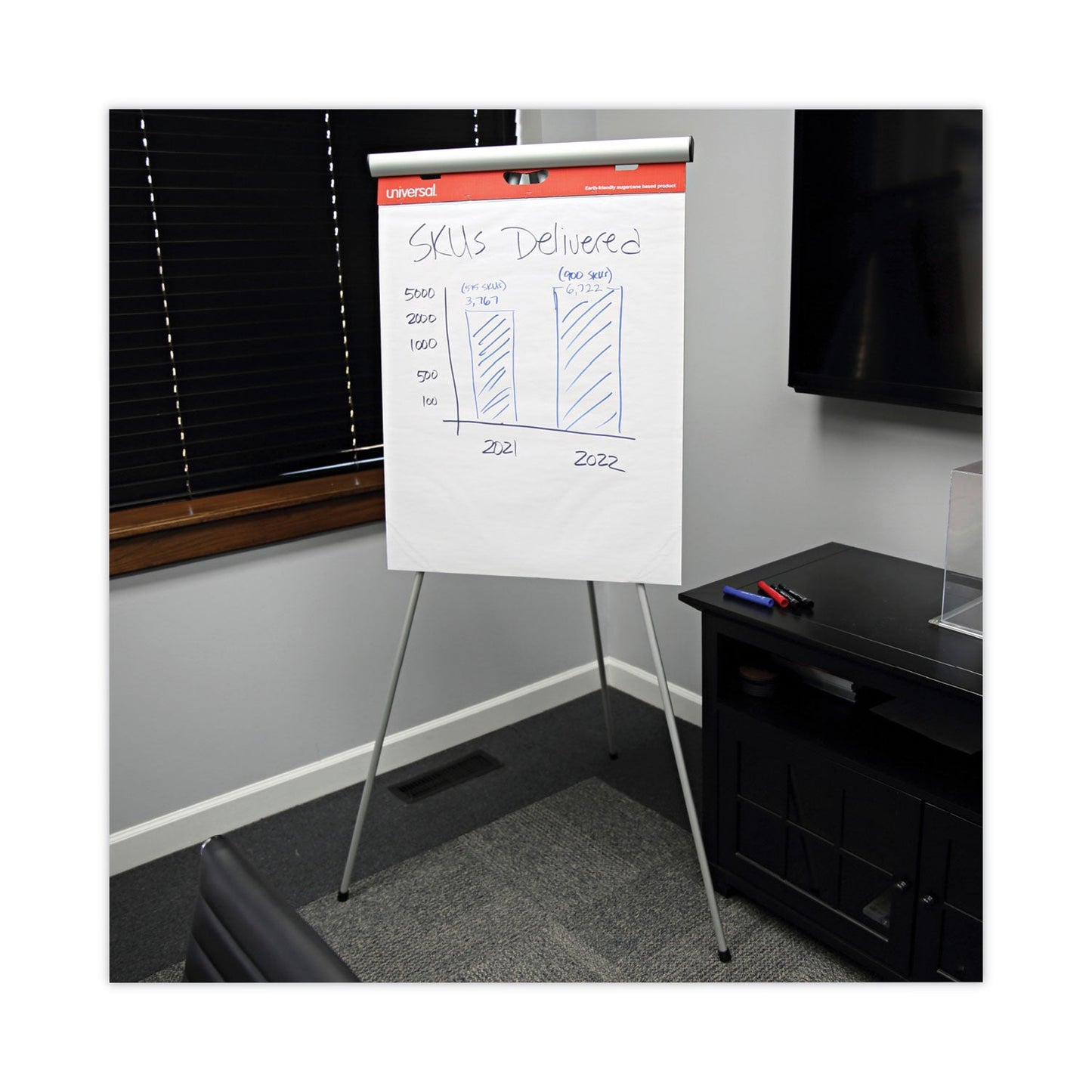 Universal Renewable Resource Sugarcane Based Easel Pads, Unruled, 27 x 34, White, 50 Sheets, 2/Carton
