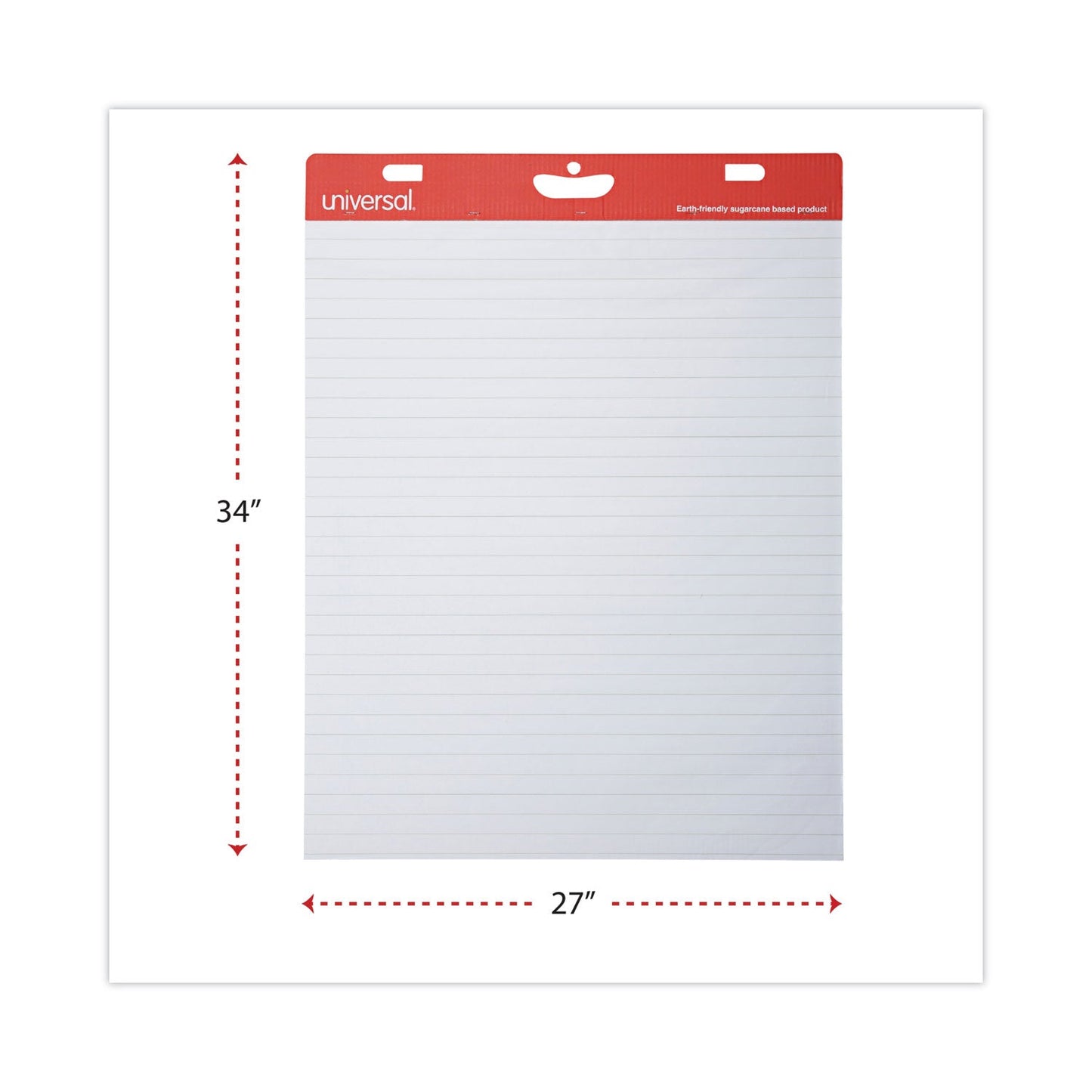 Universal Renewable Resource Sugarcane Based Easel Pads, Presentation Format (1" Rule), 27 x 34, White, 50 Sheets, 2/Carton