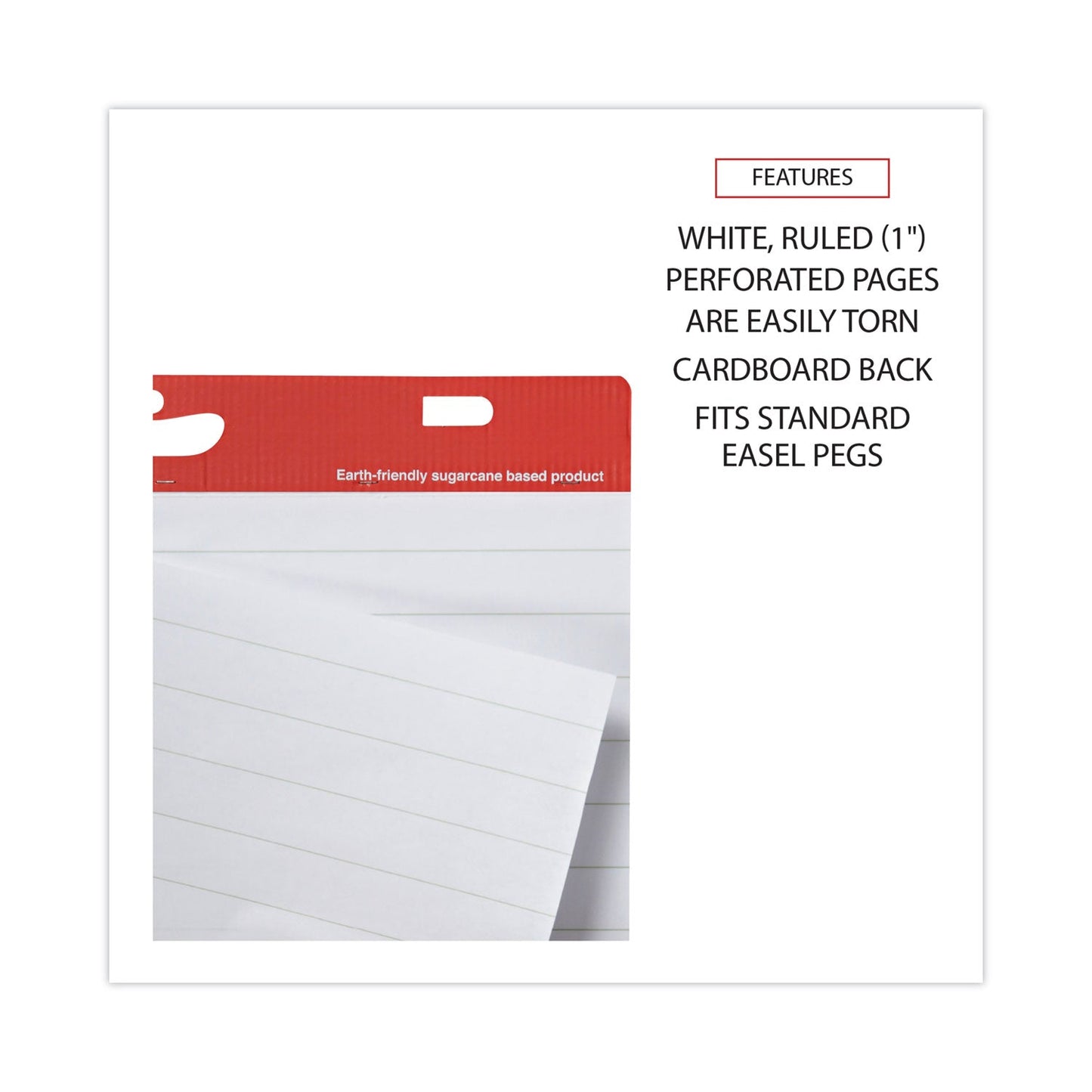 Universal Renewable Resource Sugarcane Based Easel Pads, Presentation Format (1" Rule), 27 x 34, White, 50 Sheets, 2/Carton
