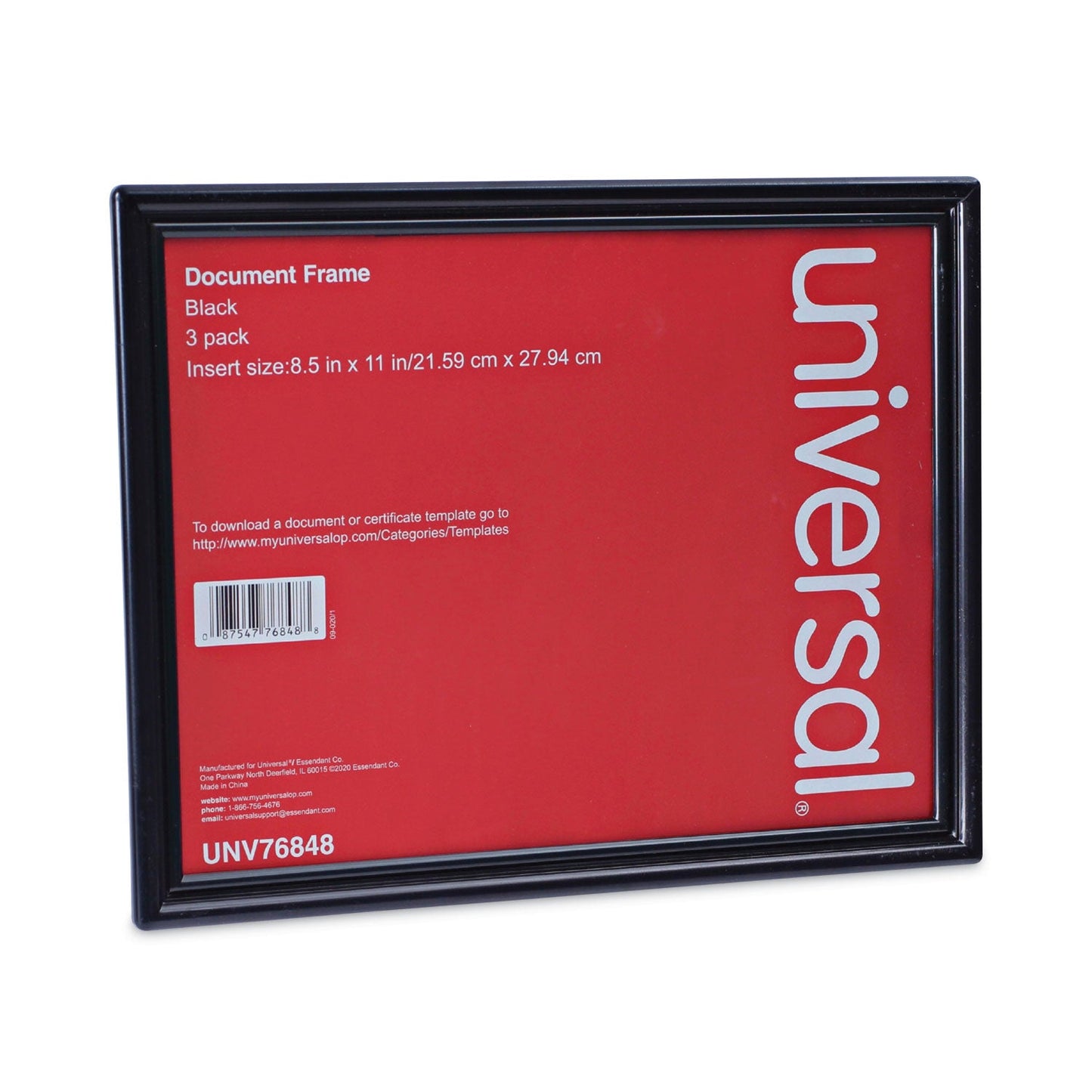 Universal All Purpose Document Frame, 8.5 x 11 Insert, Black, 3/Pack