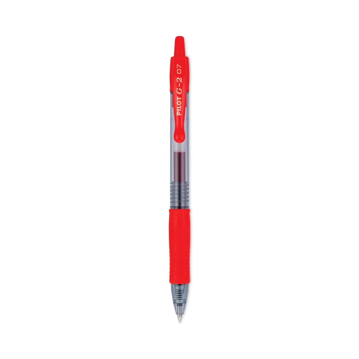 Pilot G2 Premium Gel Pen, Retractable, Fine 0.7 mm, Red Ink, Smoke Barrel, Dozen