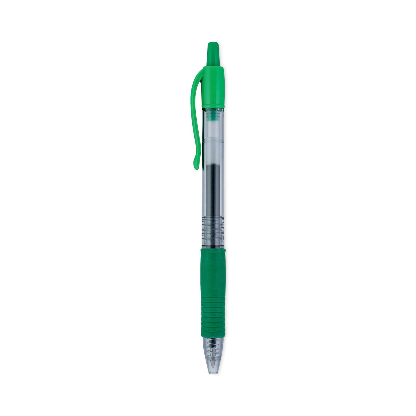 Pilot G2 Premium Gel Pen, Retractable, Fine 0.7 mm, Green Ink, Smoke Barrel, Dozen