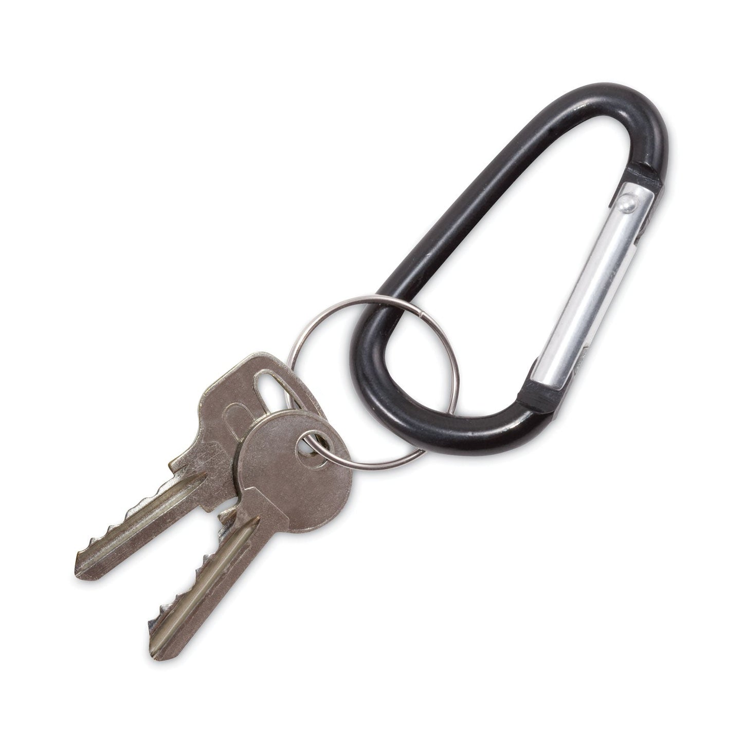 Advantus Carabiner Key Chains, Split Key Rings, Aluminum, Black, 10/Pack