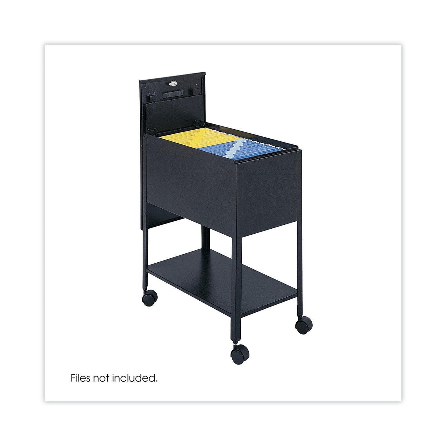 Safco Extra-Deep Locking Mobile Tub File, Letter Size, Metal, 1 Shelf, 1 Bin, 13.5" x 24.75" x 28.25", Black
