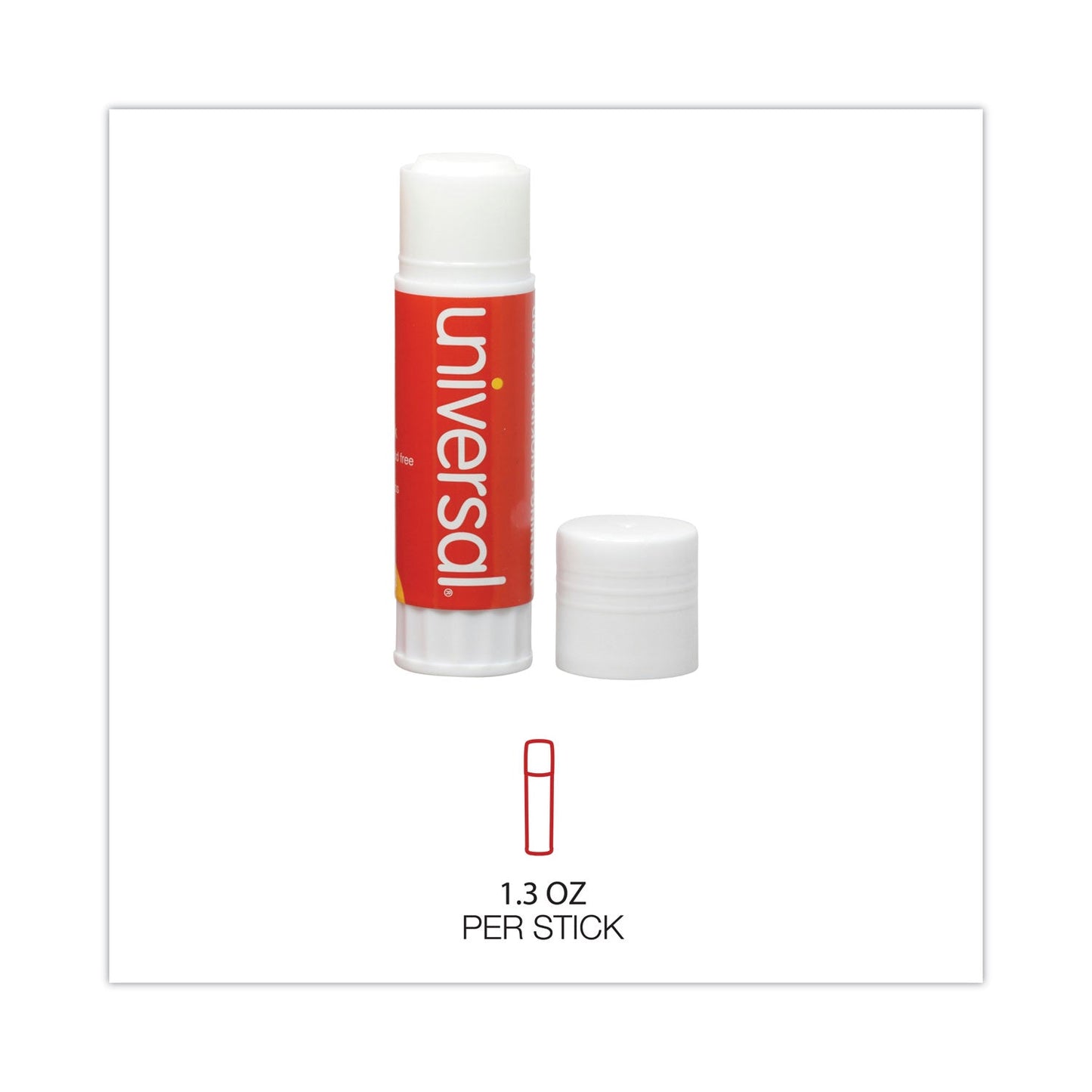 Universal Glue Stick, 1.3 oz, Applies and Dries Clear, 12/Pack