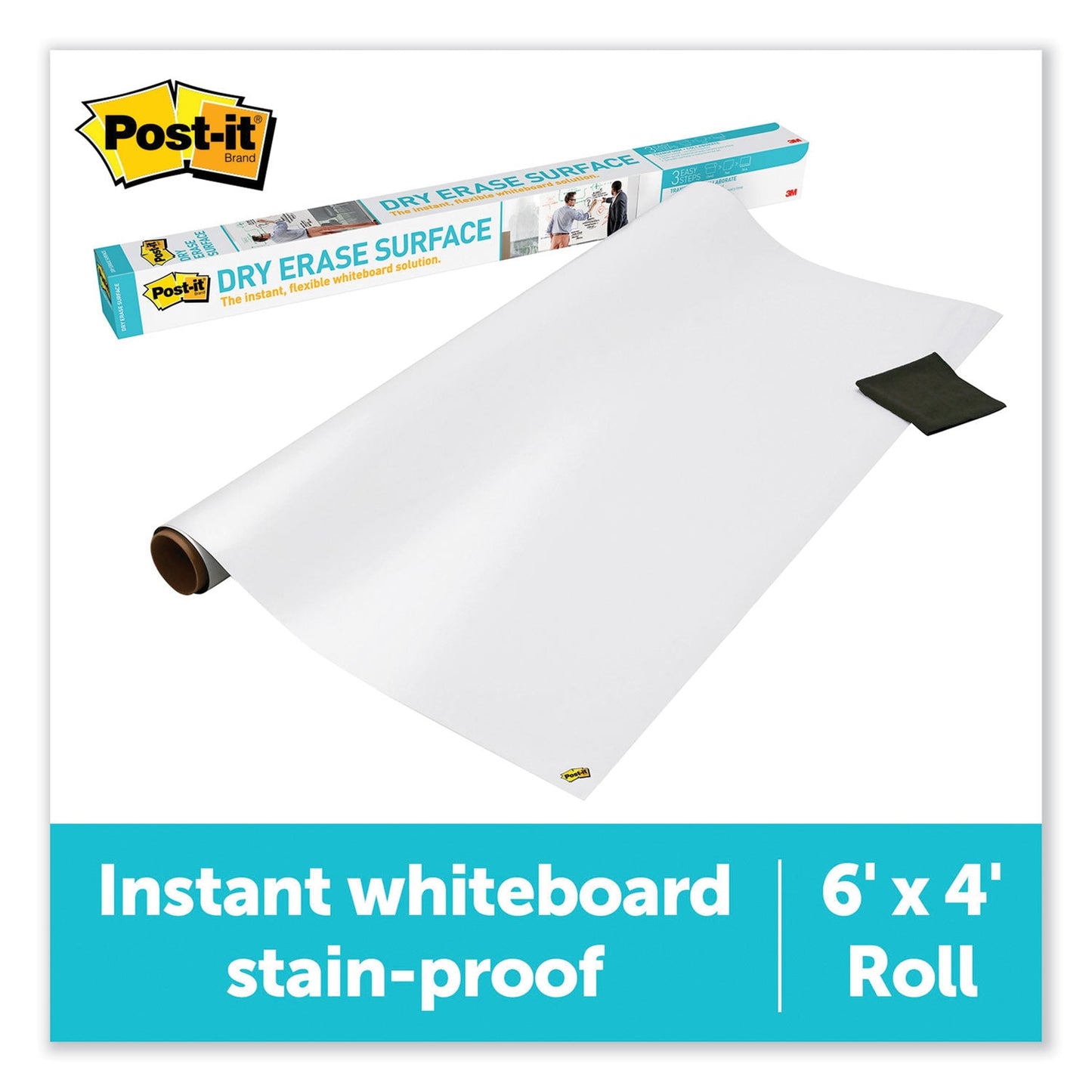 Post-it Dry Erase Surface with Adhesive Backing, 72" x 48", White