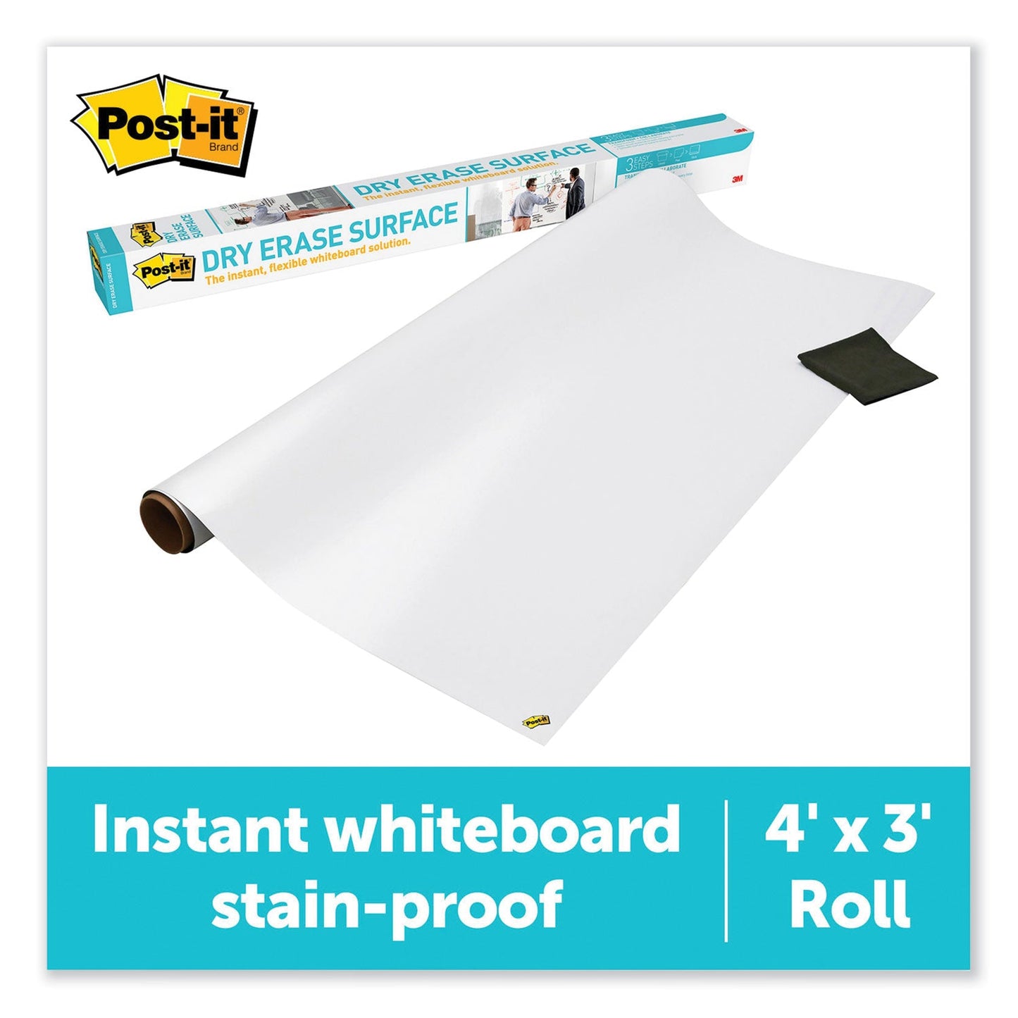 Post-it Dry Erase Surface with Adhesive Backing, 48" x 36", White
