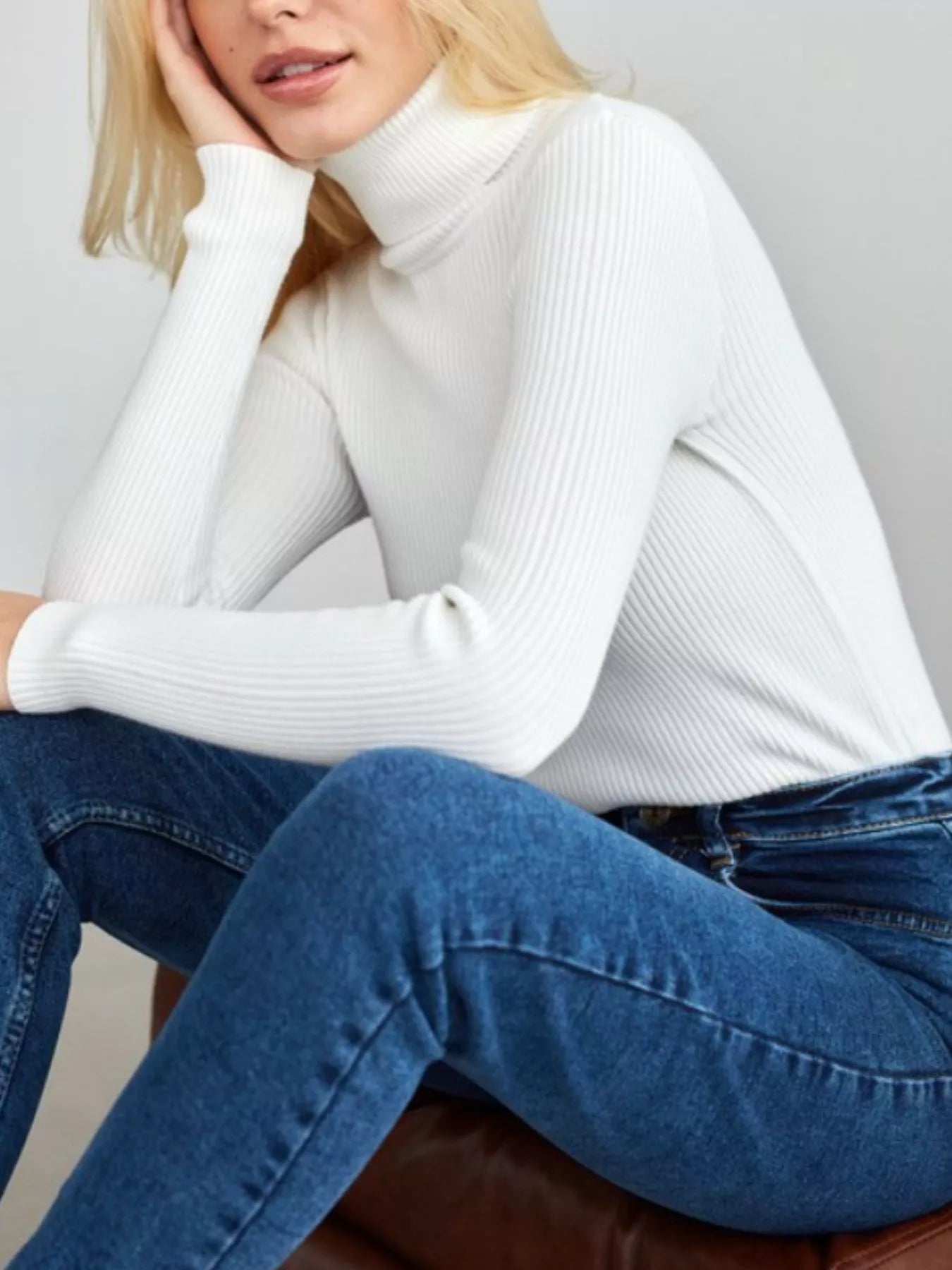Full Size Ribbed Knit Turtleneck Sweater Plus Size