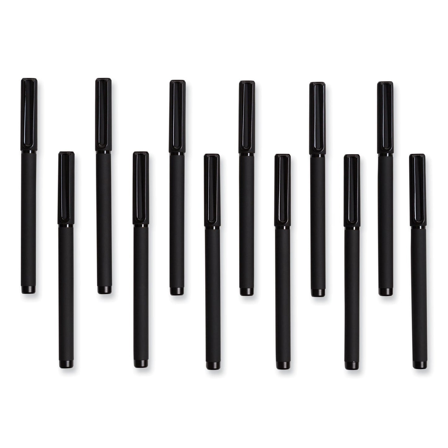 U Brands Catalina Porous Point Pen, Stick, Fine 0.7 mm, Black Ink, Black Barrel, 12/Pack