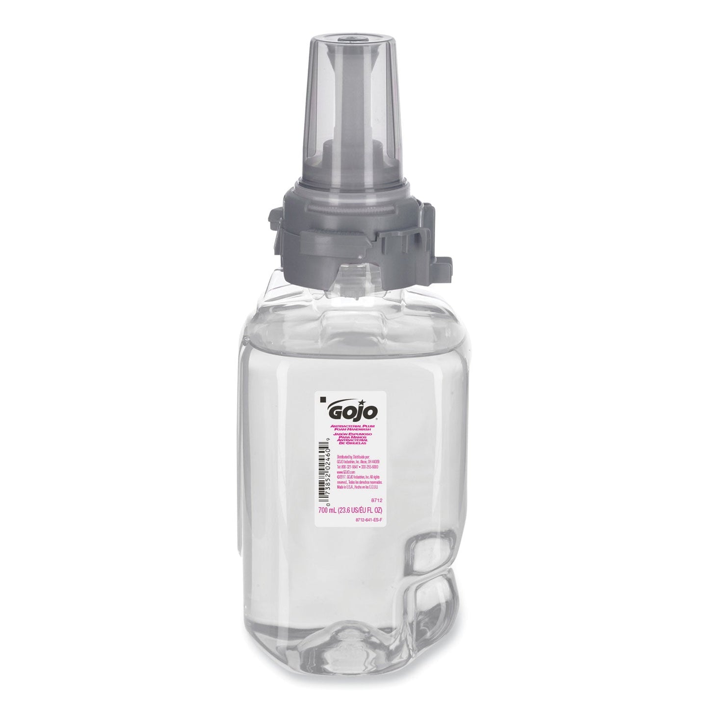 GOJO Antibacterial Foam Hand Wash Refill for ADX-7 Dispensers, Plum Scent, 700 mL, 4/Carton
