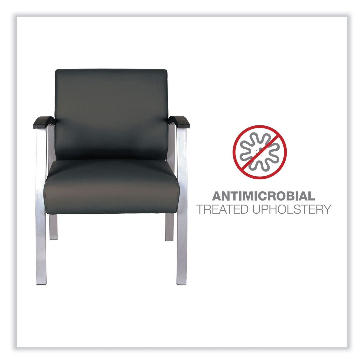 Alera metaLounge Series Mid-Back Guest Chair, 24.6" x 26.96" x 33.46", Black Seat/Back, Silver Base