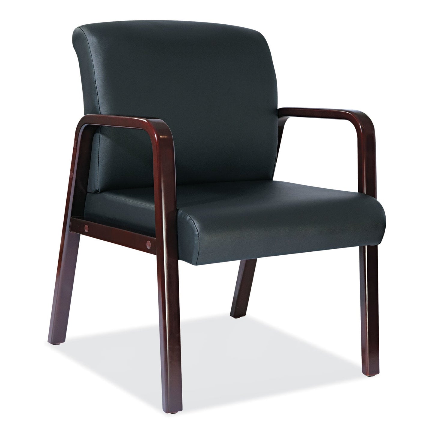 Alera Reception Lounge WL Series Guest Chair, 24.21" x 24.8" x 32.67", Black Seat/Back, Mahogany Base