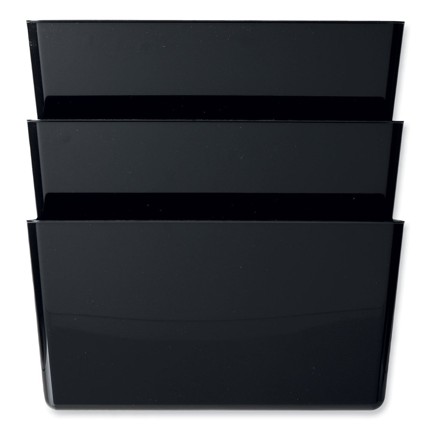 deflecto DocuPocket Stackable Three-Pocket Partition Wall File, 3 Sections, Letter Size, 13" x 4", Black