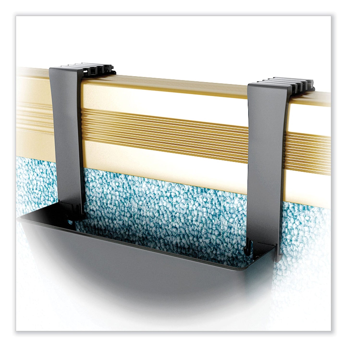 deflecto Two Break-Resistant Plastic Partition Brackets, For 2.63 to 4.13 Wide Partition Walls, Black, 2/Pack