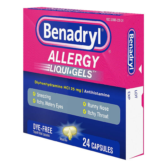Benadryl® Allergy Dye-Free Liqui-Gels – 24 Capsules