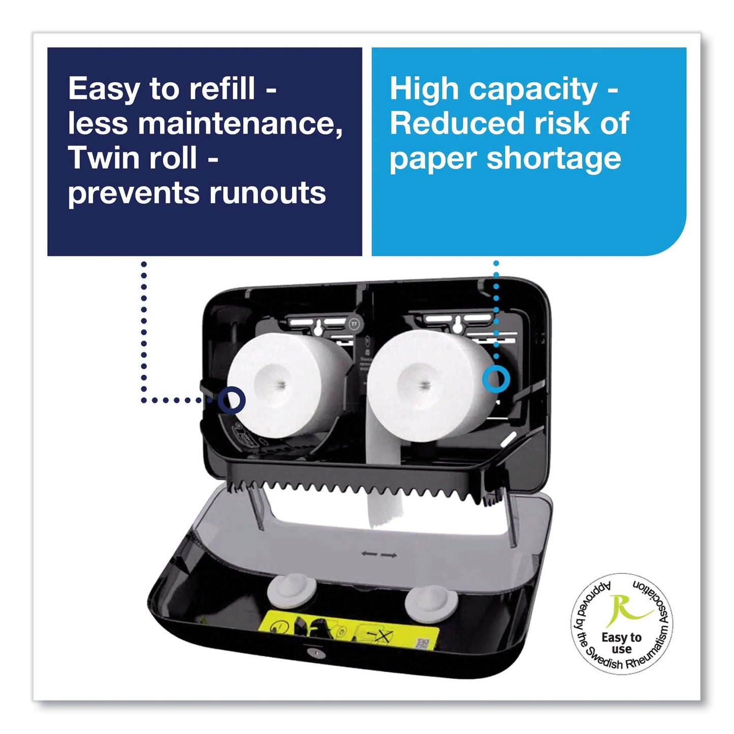 Tork Elevation Coreless High Capacity Bath Tissue Dispenser, 14.17 x 5.08 x 8.23, Black