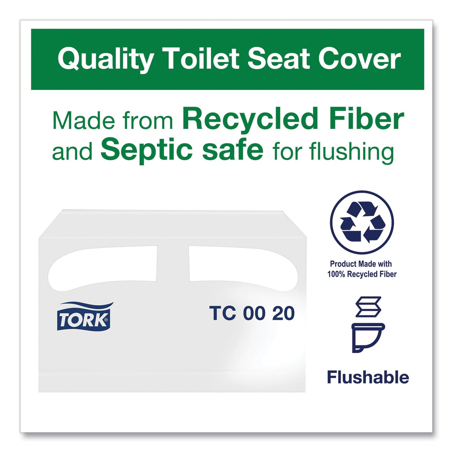 Tork Toilet Seat Cover, Half-Fold, 14.5 x 17, White, 250/Pack, 20 Packs/Carton