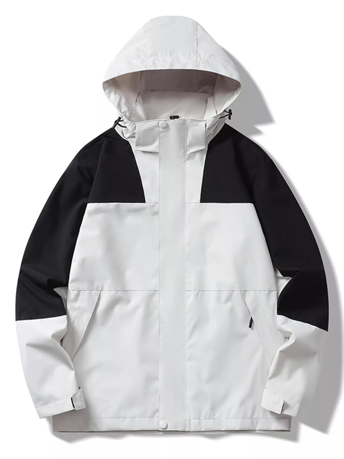 Men's Full Size Two-Tone Hooded Windproof Outdoor Jacket Plus Size