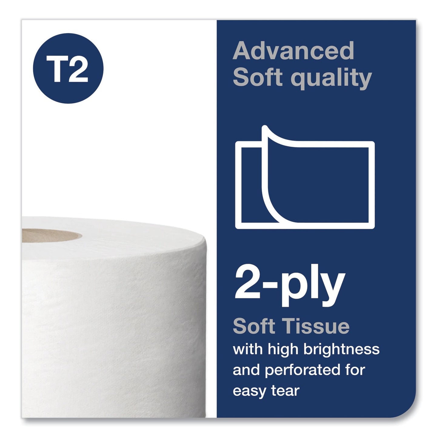 Tork Advanced Mini-Jumbo Roll Bath Tissue, Septic Safe, 2-Ply, White, 3.48" x 751 ft, 12 Rolls/Carton