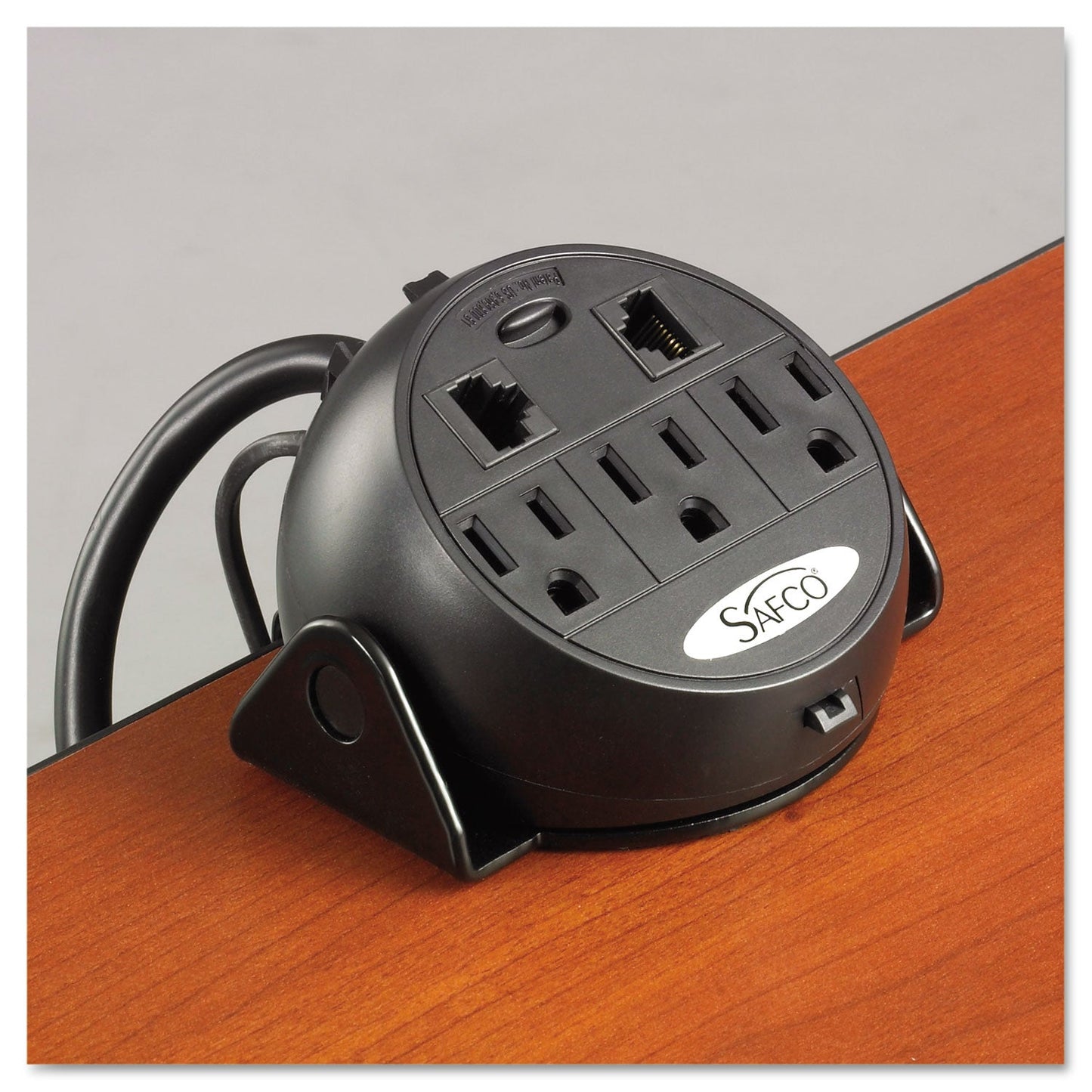 Safco Power Module, 3 Outlets, 2 RJ-45 Ports, 8 ft Cord, Black