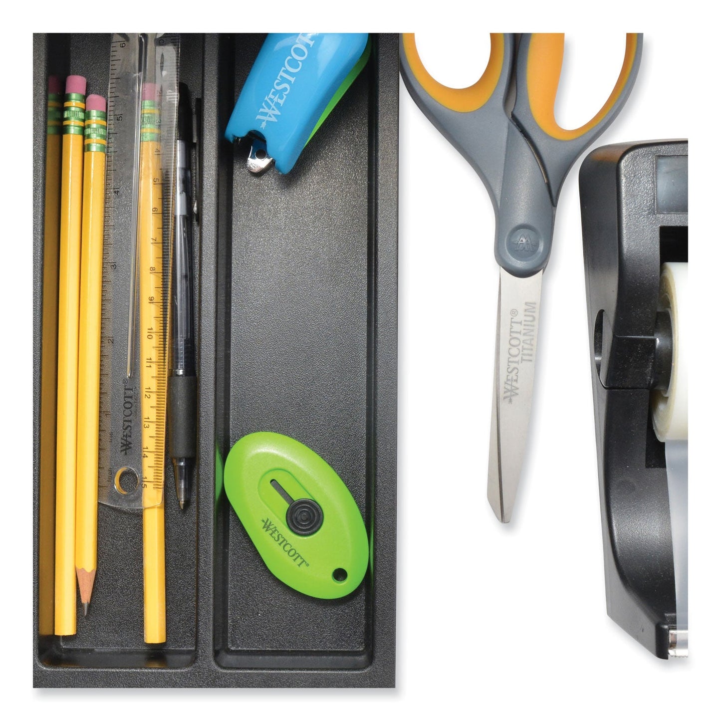Westcott Compact Safety Ceramic Blade Box Cutter, Retractable Blade, 0.5" Blade, 2.5" Plastic Handle, Green