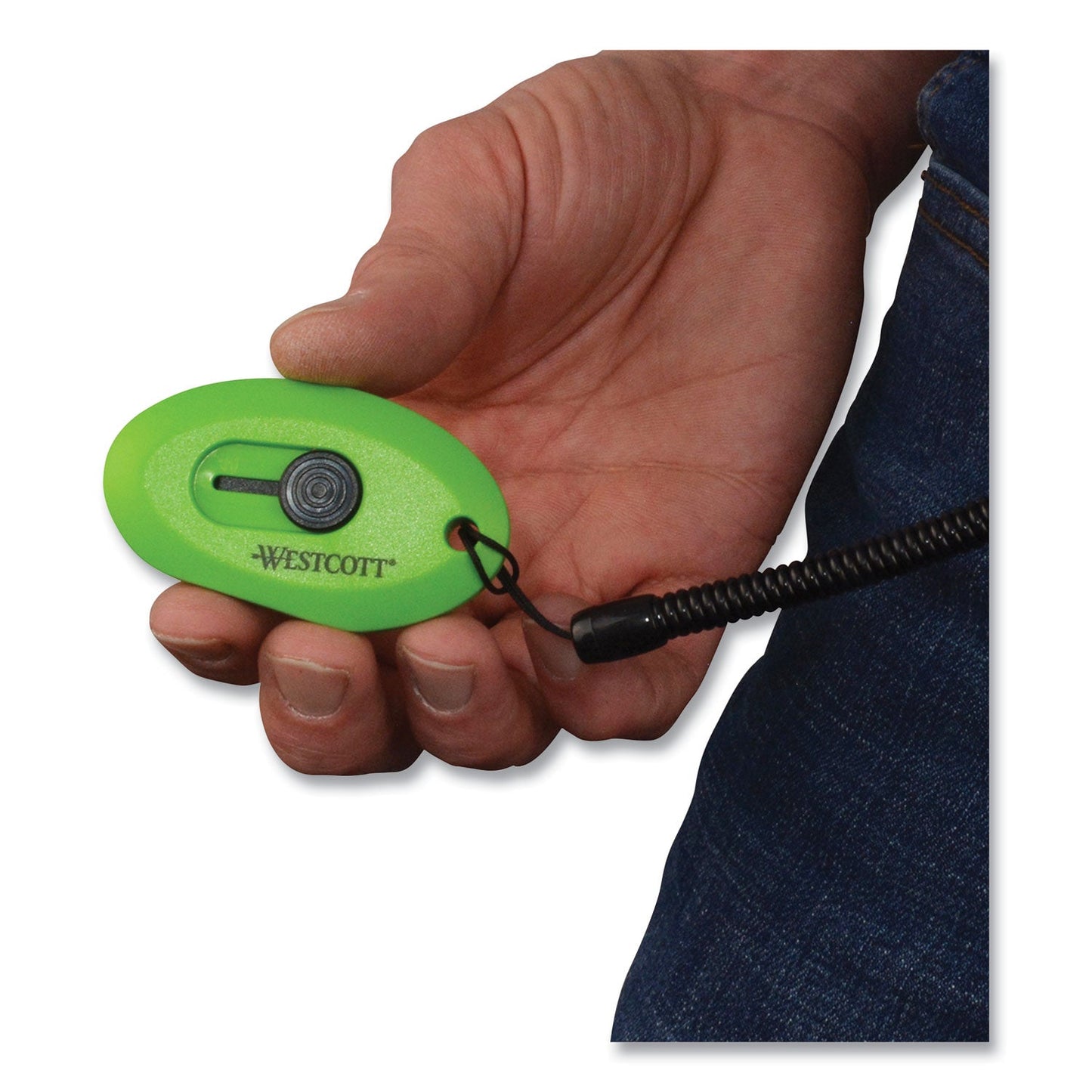 Westcott Compact Safety Ceramic Blade Box Cutter, Retractable Blade, 0.5" Blade, 2.5" Plastic Handle, Green
