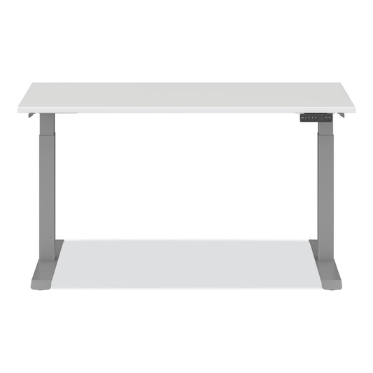 Alera AdaptivErgo Three-Stage Electric Height-Adjustable Table w/Memory Controls, Top/Base Bundle, 30" to 49"h, White Top/Gray Base