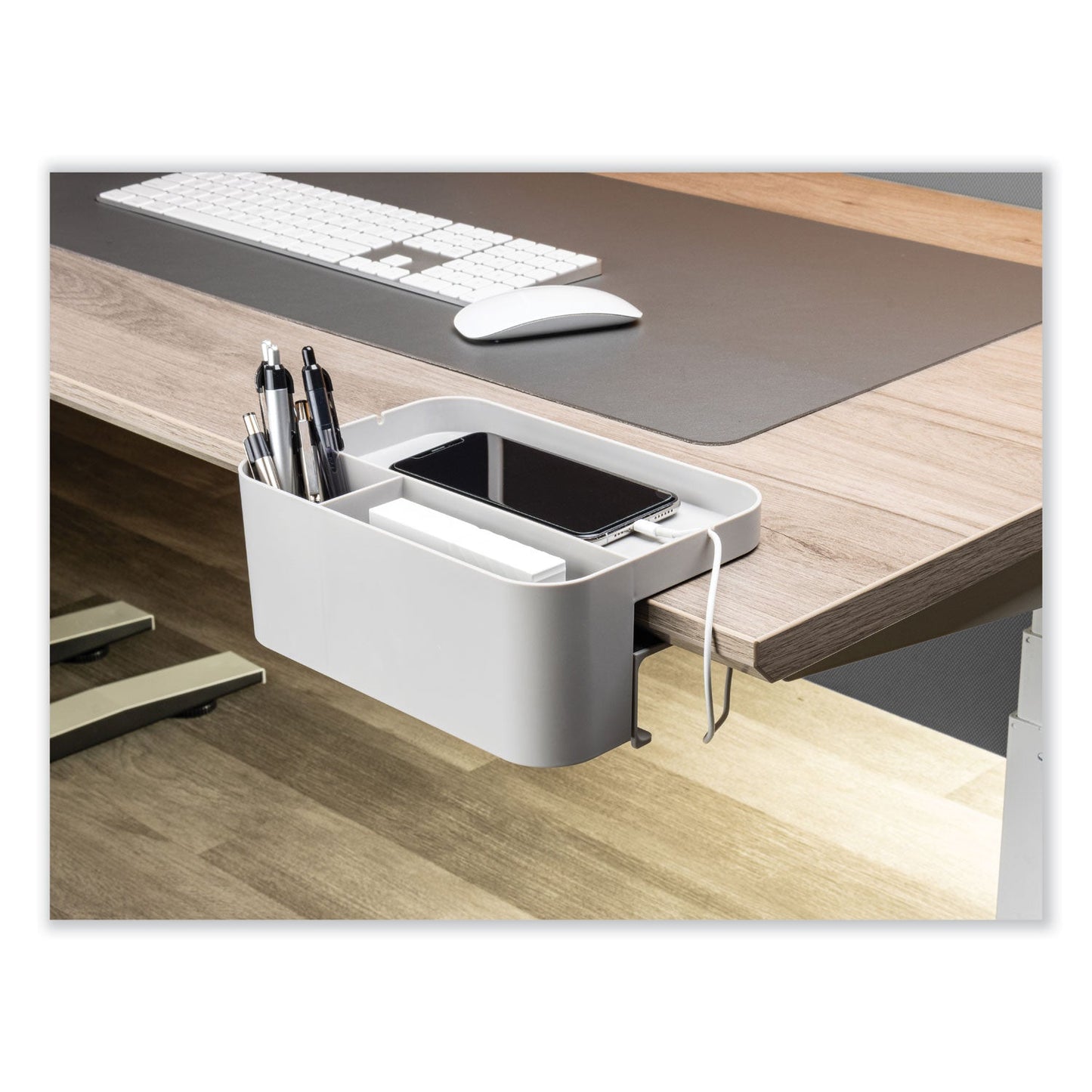 deflecto Standing Desk Large Desk Organizer, Two Sections, 9 x 6.17 x 3.5, Gray