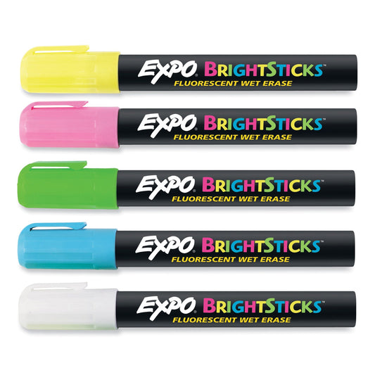 EXPO Bright Sticks, Medium Bullet Tip, Assorted Colors, 5/Set