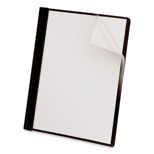 Universal Clear Front Report Cover, Prong Fastener, 0.5" Capacity, 8.5 x 11, Clear/Black, 25/Box